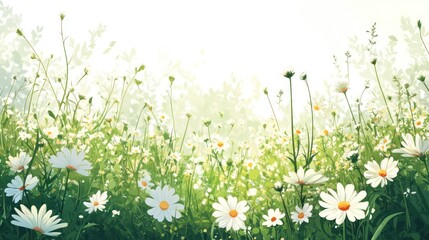 Fototapeta premium Vibrant daisy field in sunlight.