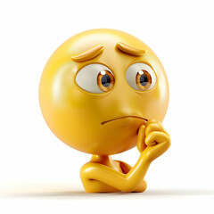 Thoughtful Yellow Emoji with Concerned Expression and Hands Together