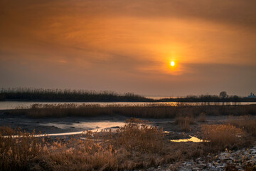 sunset over the river