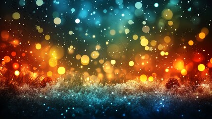 Obraz premium Festive Winter Wonderland Scene With Lights And Snow