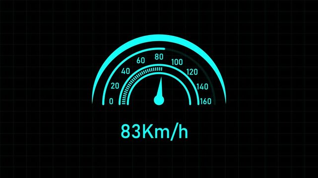 Digital Speedometer or Tachometer indicator icon animation Isolated on Black Background