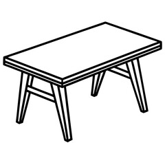 Wooden Table Outline Illustration in Black and White