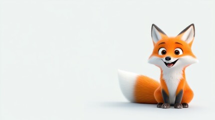 Fototapeta premium A cheerful cartoon fox character with a friendly expression.
