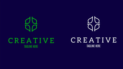 Minimalist leaf logo symbolizing growth, sustainability, and creativity. Ideal for eco-friendly or modern brands