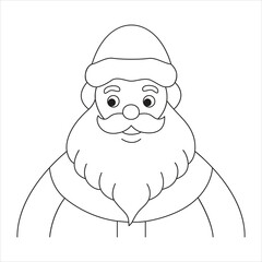 A Cheerful Jolly Santa Claus Line Art Black and White Holiday Illustration
