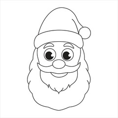 Santa Claus Line Art – A Cheerful Black and White Holiday Illustration