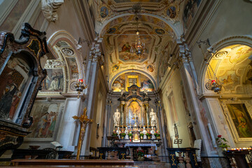 Ornate Church Interior with Decorated Altar