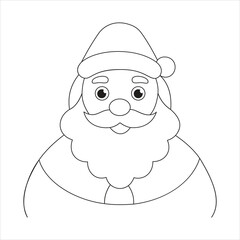 Jolly Santa Claus Line Art – A Cheerful Design On White Background