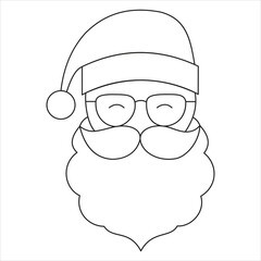 Jolly Santa Claus Line Art – A Cheerful Black and White Holiday Illustration