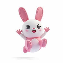 Obraz premium Cute Cartoon Bunny Character with Pink and White Color Scheme