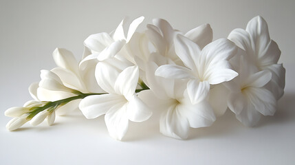 Fototapeta premium Fragrant flowers symbolized by soft and lush petals, displayed on a clean white surface 