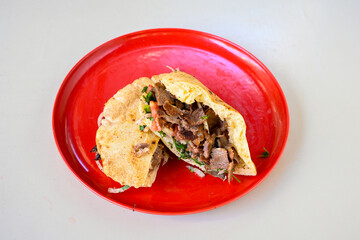 Meat Chicken Doner, between bread (Turkish Name : ekmek arasi et doner, tavuk doner, Gobit ekmek...