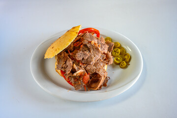 Meat Chicken Doner, between bread (Turkish Name : ekmek arasi et doner, tavuk doner, Gobit ekmek...