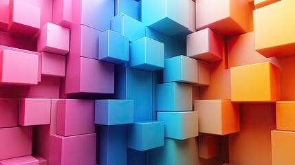 Obraz premium 3D graphic cubes form a geometric illustration with pastel colors, representing blockchain, innovation, and modern design