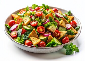 Fresh Fattoush Salad, Delicious, Vibrant, Photography