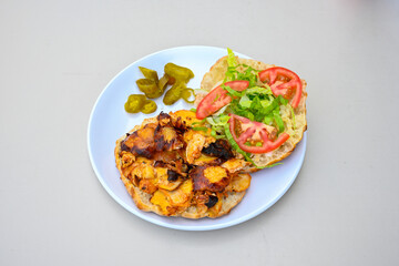 Meat Chicken Doner, between bread (Turkish Name : ekmek arasi et doner, tavuk doner, Gobit ekmek arasi, Turk kebabi)