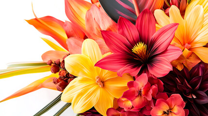 Obraz premium Tropical blooms featuring lush petals and radiant colors isolated on white 