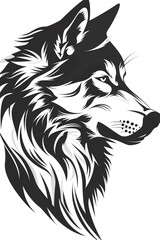  Stylish black and white geometric wolf head illustration for logo and tattoo designs