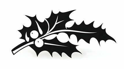 Holly Sprig Illustration, Festive Plant with Berries Depicts Winter Season Joyfully