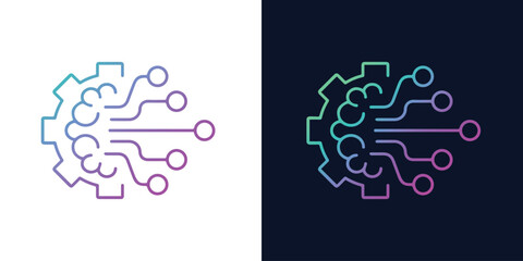 Artificial Intelligence AI Chip in Human Brain. AI Technology Artificial Intelligence Icon with Machine Learning, Digital Skills, Generative AI, AI Technology and Algorithms