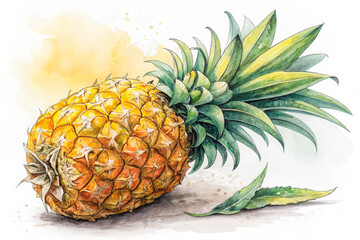 a pineapple with leaves on a white background