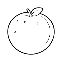 Simple black and white outline illustration of a blueberry with a leaf