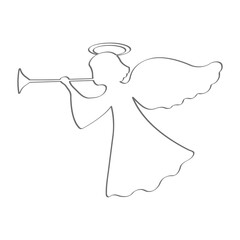 Illustration showing a silhouette of a Christmas angel on a white background