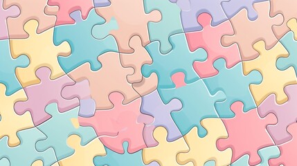 Vibrant Colorful Jigsaw Puzzle Square Seamless Pattern Endless Design