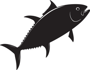 Amberjack fish silhouette vector illustration with black color design on a white background.