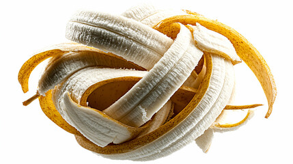 Intricate Banana Peel Abstract, A Twisted, Textured Fruit Skin Design, Beautifully Displayed on a White Background