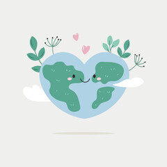 Cute Cartoon Illustration of Planet Earth. Perfect for Earth Day and Climate Awareness.