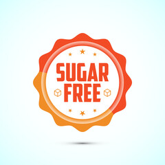 Sugar free icon badge label or sticker. Diabetic icon. No sugar symbol for food packaging