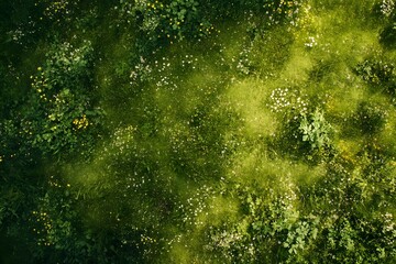 Aerial View of Lush Meadow with Blooming Wildflowers