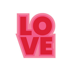 Illustration text love pink gradient red color with blank background