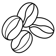 Coffee Beans Outline Illustration in Black and White