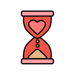 Love hourglass or clock love icon