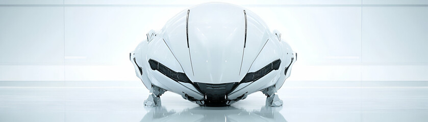 Obraz premium Futuristic White Vehicle, Sleek Design, Innovative Mobility Solution, Enhancing Transportation with Advanced Technology