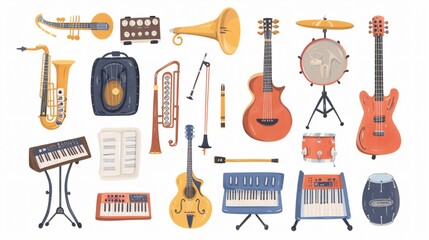 Hand-Drawn Musical Instruments Vector Set - Graphic Design Elements