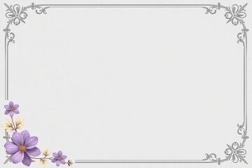 Elegant Floral Frame with Blank Space for Text or Image, Ideal for Invitations, Announcements, or Certificates