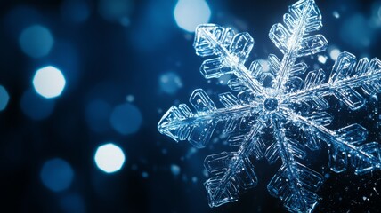 A Detailed Closeup Of A Single Ice Crystal Snowflake