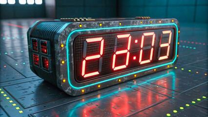 a digital clock with a red display