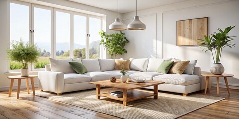 Modern White Sectional Sofa Living Room