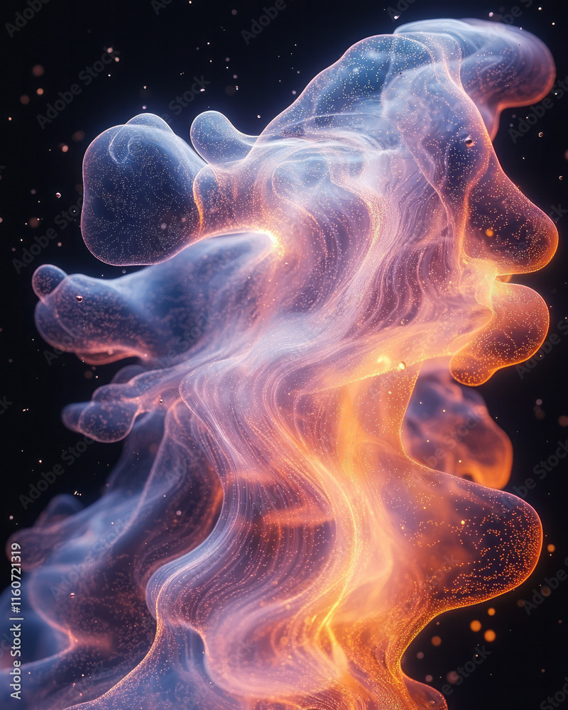 Poster Dynamic liquid shapes floating in mid-air,