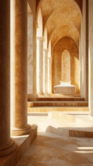 Obraz premium A serene architectural space with marble columns and soft lighting.