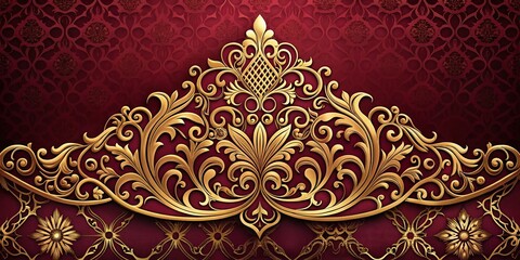 Opulent Gold Filigree on Burgundy Velvet Background