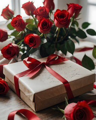 gift box and roses