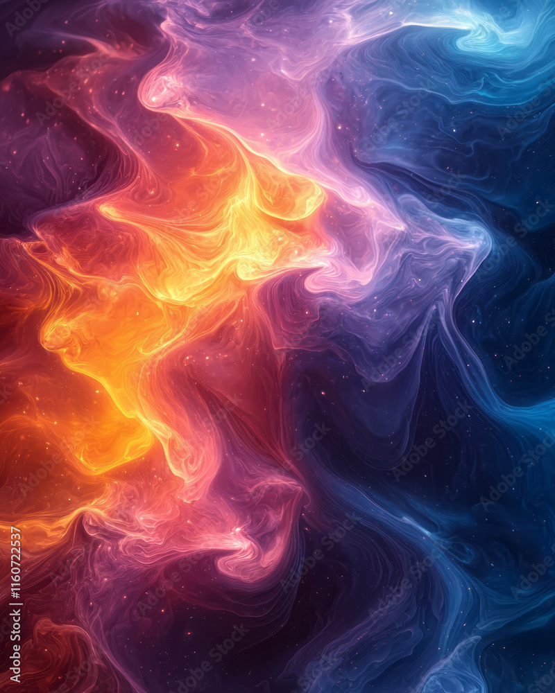 Fototapete fluid, multicolored waves creating a mesmerizing texture,