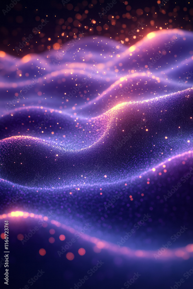 Aufkleber Smooth abstract waves illuminated by pulsating purple light,