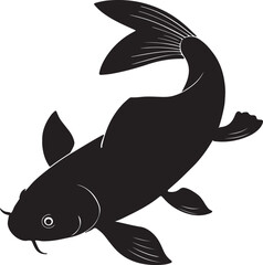 Carp fish silhouette vector illustration with black color design on a white background.