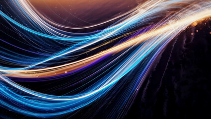 曲線と波模様が融合したカラフルでモダンな抽象背景.生成AI